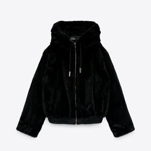 NWT! Zara faux fur hooded jacket
